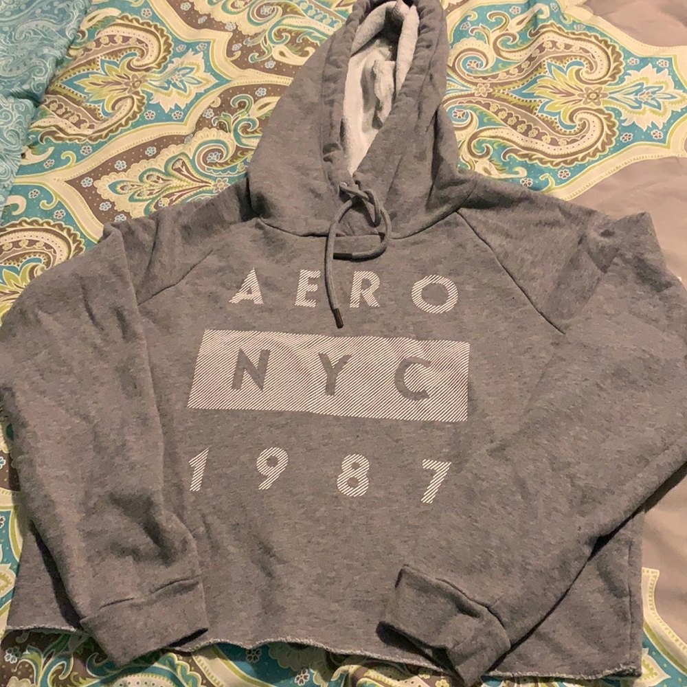 Aeropostale cropped hoodie size M color grey